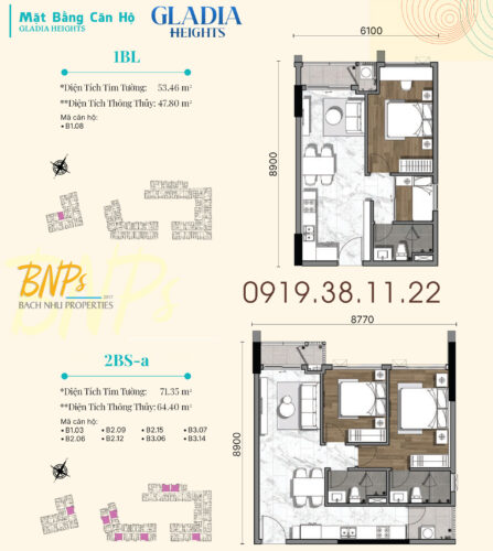 Hình ảnh Mặt Bằng Căn Hộ Gladia Heights