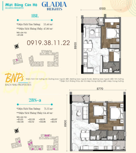 Hình ảnh Mặt Bằng Căn Hộ Gladia Heights