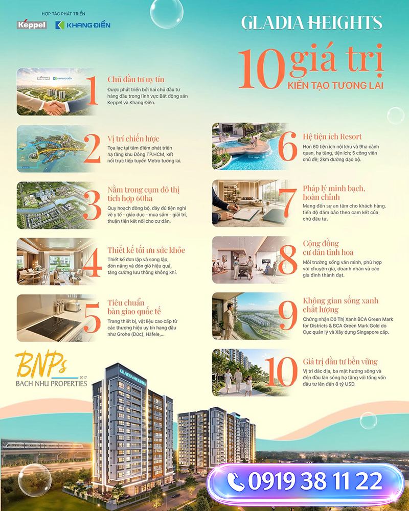10 giá trị đầu tư Gladia Heights - Bách Như Properties - BNPs