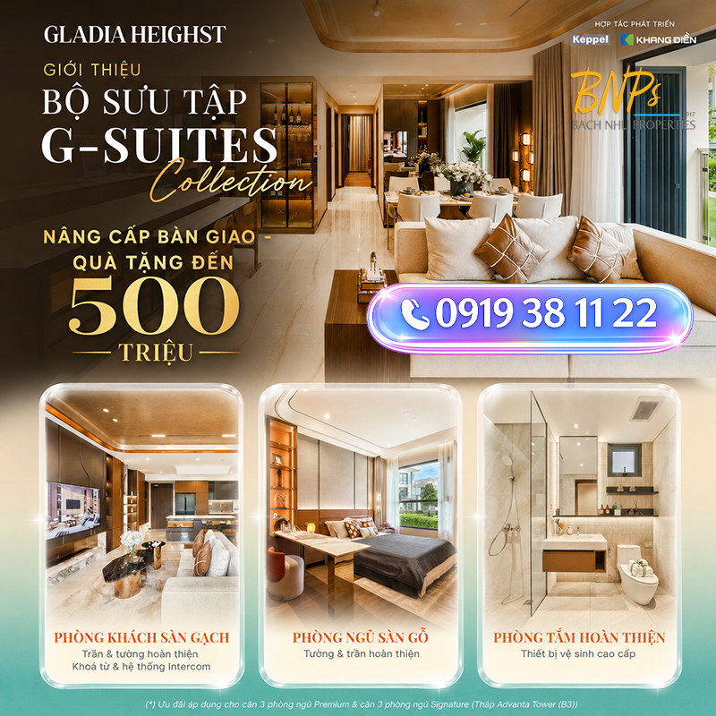 Gladia Heights chính thức tung ra gói ưu đãi đặc quyền trị giá lên đến 500 triệu