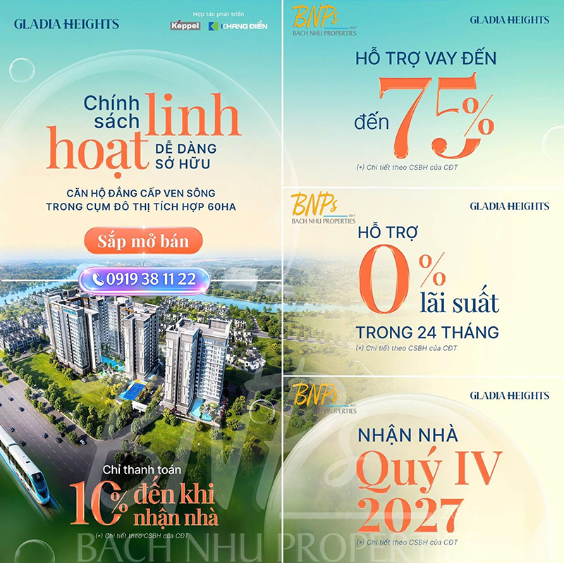 Mua căn hộ Gladia Heights chỉ cần 10% có thật không - Bách Như Properties - BNPs sẽ giải đáp câu hỏi này