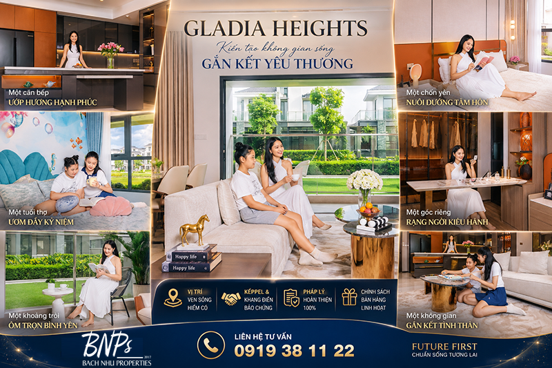 Thiết kế Gladia Heights không gian sống gắn kết tình thân - Bách Như Properties - BNPs