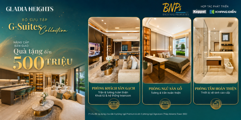 Căn Hộ 3 Phòng Ngủ Premium Gladia Heights trong bộ sưu tập G-Suites Collection - Bách Như Properties - BNPs