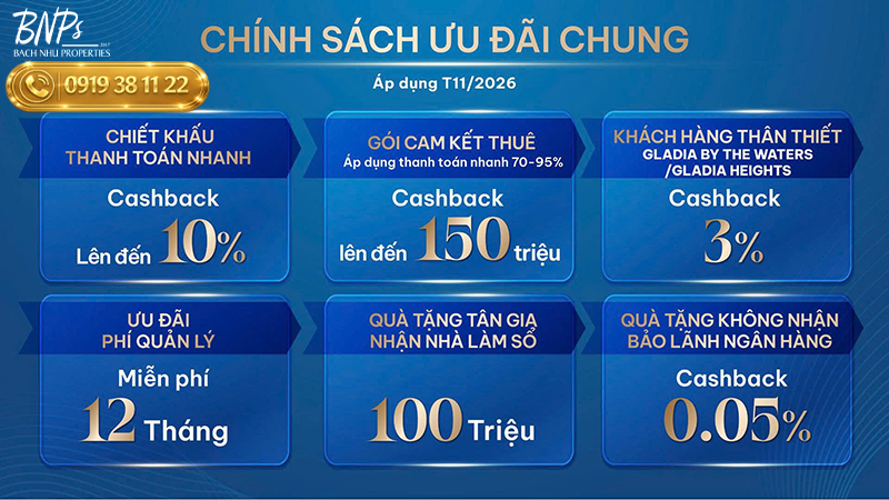 Chính sách ưu đãi Biệt thự Gladia by the - Bách Như Properties - BNP's